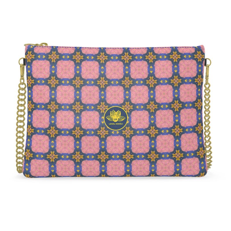 The Trellis in Rose & Navy Leather Crossbody Bag