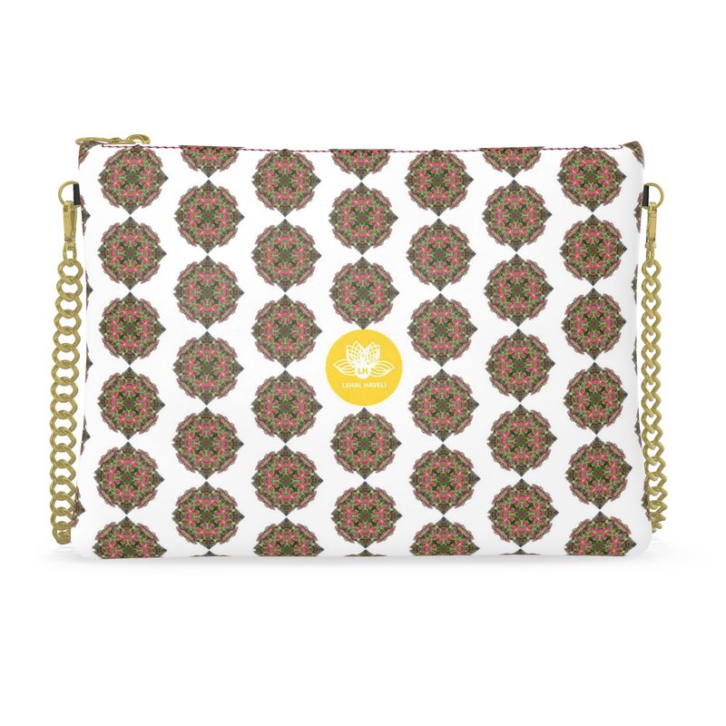 The Medallion in White & Green Leather Crossbody Bag