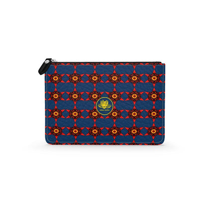 Crimson Bloom Leather Zip Pouch