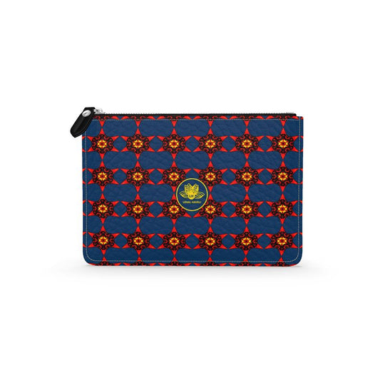 Crimson Bloom Leather Zip Pouch