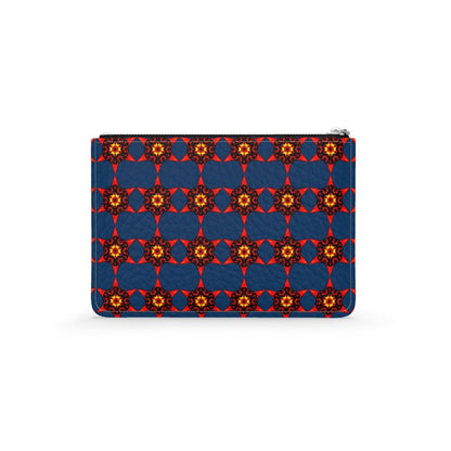 Crimson Bloom Leather Zip Pouch