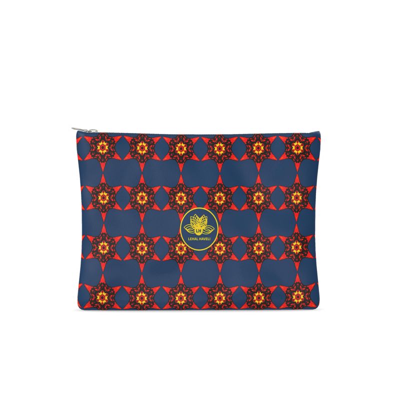 Crimson Bloom Leather Clutch Bag