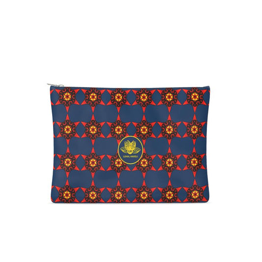 Crimson Bloom Leather Clutch Bag