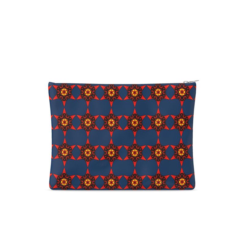 Crimson Bloom Leather Clutch Bag