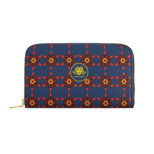 Crimson Bloom Leather Zip Purse