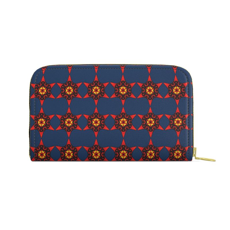 Crimson Bloom Leather Zip Purse
