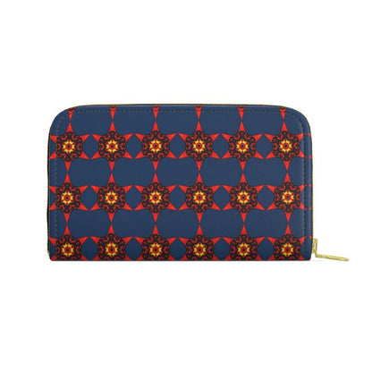 Crimson Bloom Leather Zip Purse