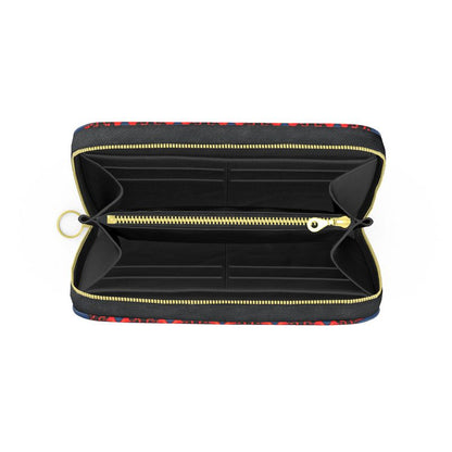 Crimson Bloom Leather Zip Purse